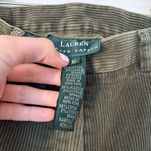 Vintage Lauren Ralph Lauren Green Corduroy Straight Leg Ankle Pants 10 Military - Picture 4 of 6